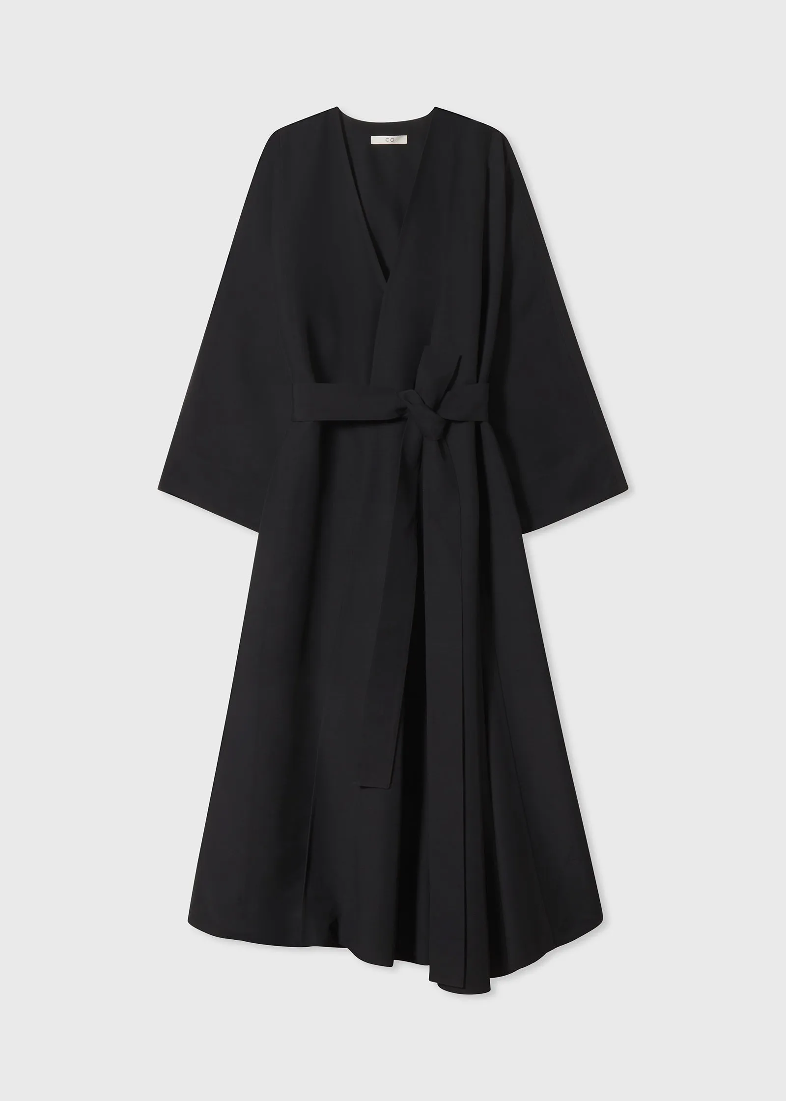 Cowl Neck Coat Dress in Faille - Black