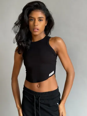 Cropped Basic Tank Top - Black