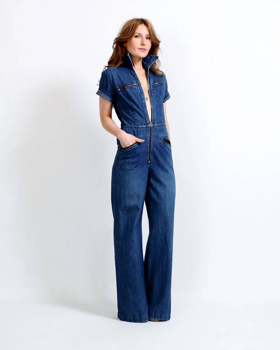 Denim Bell Bottom Jumpsuit