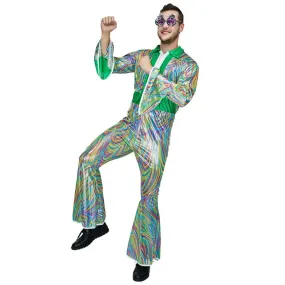 Disco Men Adult 70s Flare Sleeve Funny Halloween Costume Fancy Dress