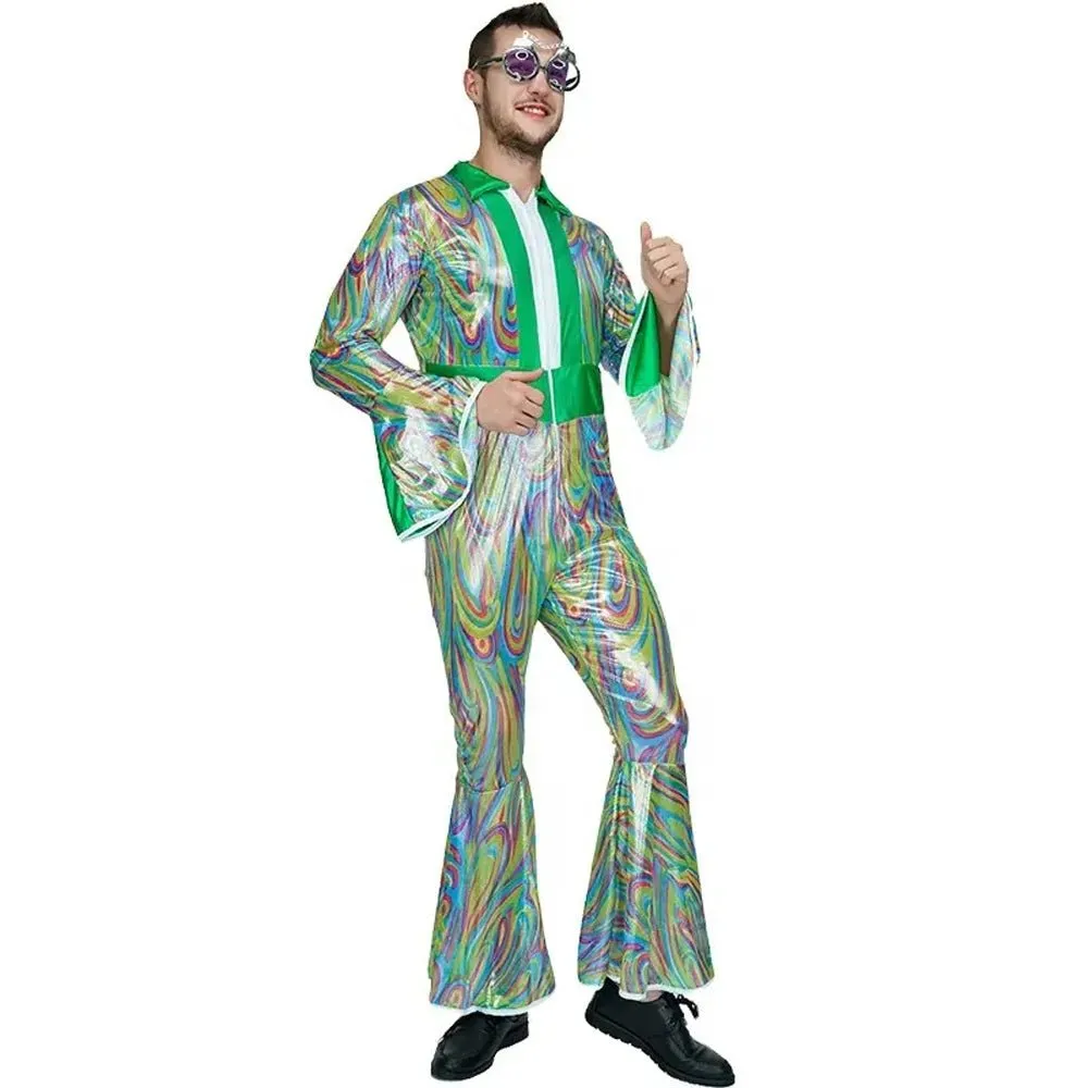 Disco Men Adult 70s Flare Sleeve Funny Halloween Costume Fancy Dress