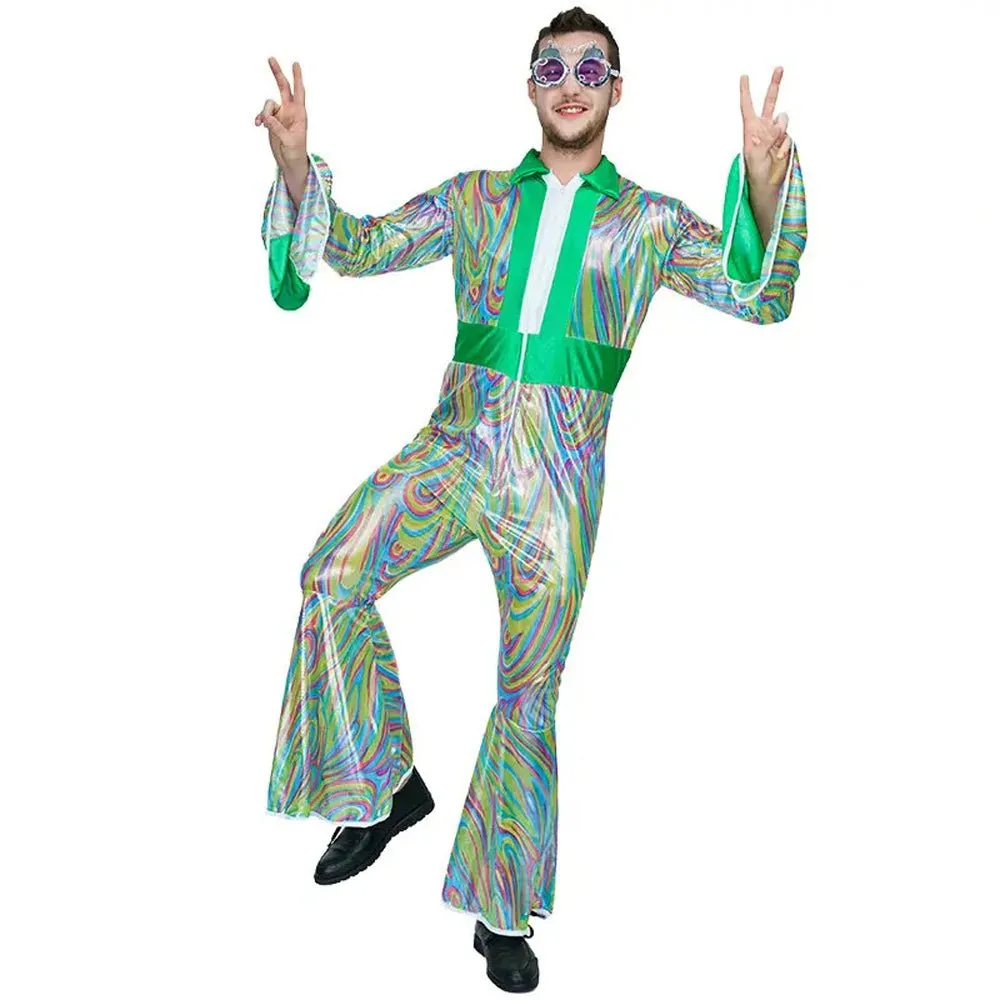 Disco Men Adult 70s Flare Sleeve Funny Halloween Costume Fancy Dress