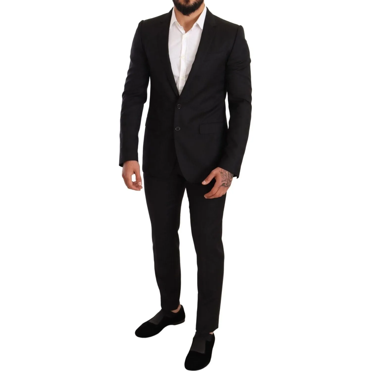 Dolce & Gabbana Elegant Martini Black Wool Suit