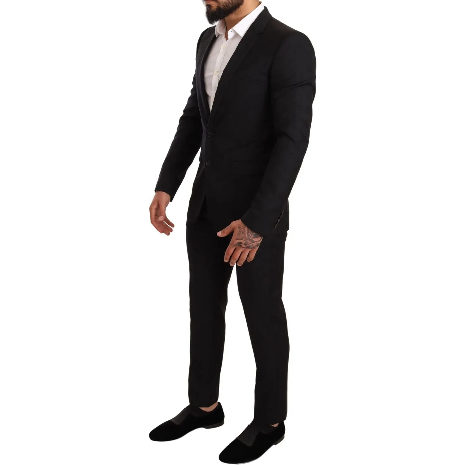 Dolce & Gabbana Elegant Martini Black Wool Suit