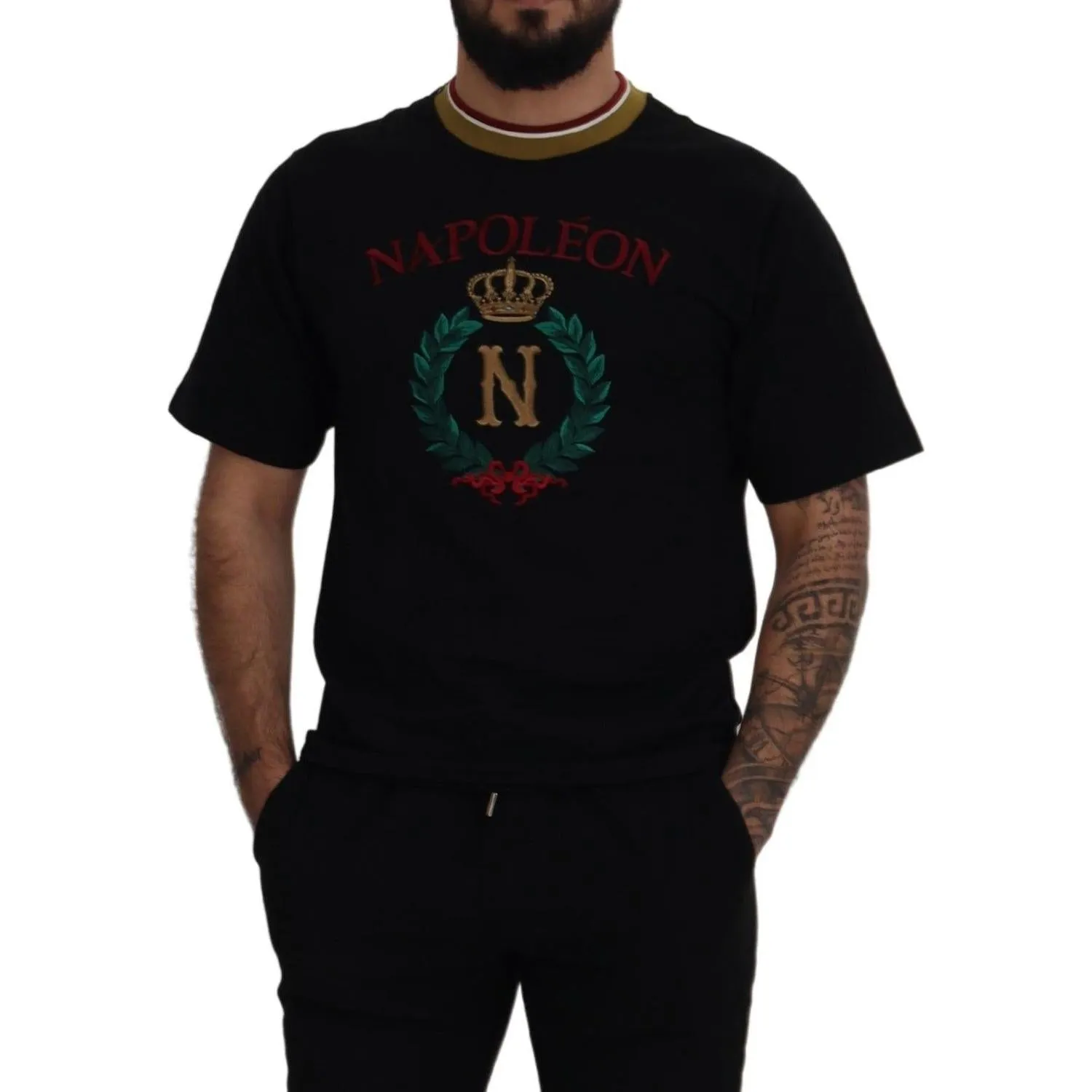 Dolce & Gabbana Iconic Black Cotton Crew Neck Tee