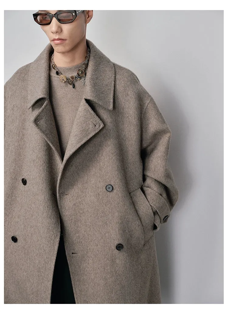 Double-Breasted Small Lapel Double-Faced Wool Coat