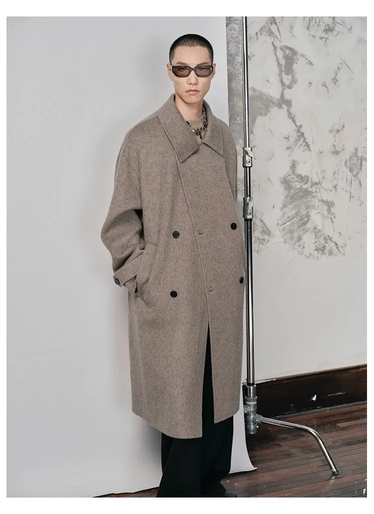 Double-Breasted Small Lapel Double-Faced Wool Coat