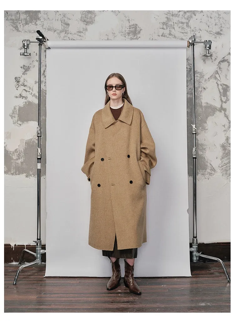 Double-Breasted Small Lapel Double-Faced Wool Coat