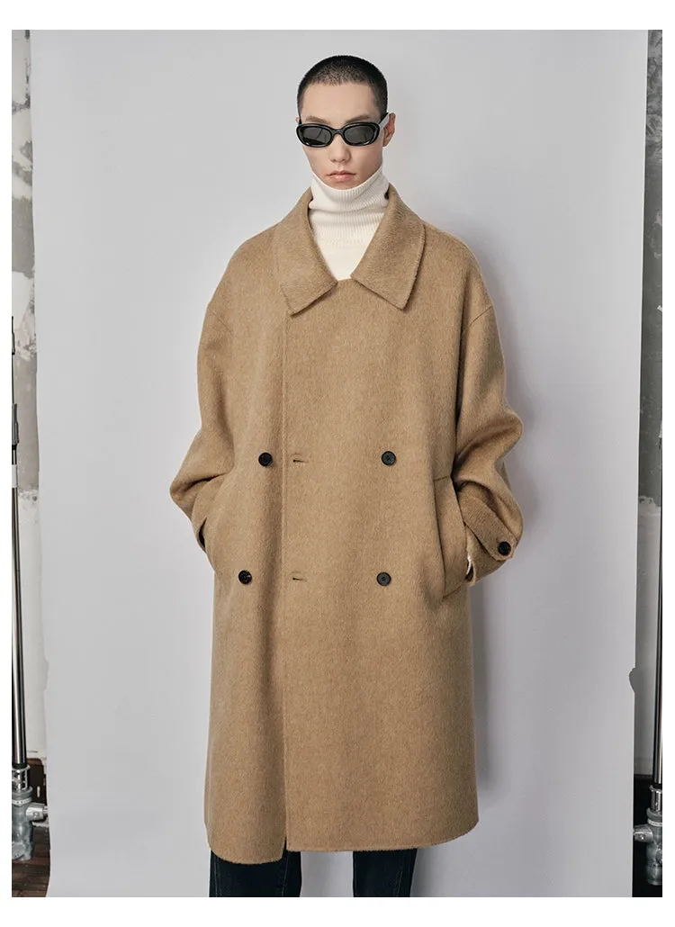 Double-Breasted Small Lapel Double-Faced Wool Coat