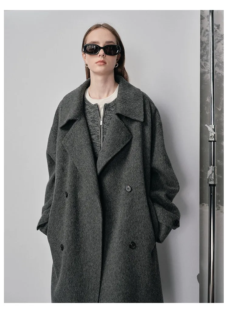 Double-Breasted Small Lapel Double-Faced Wool Coat