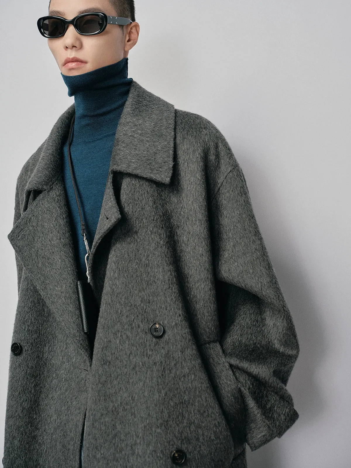 Double-Breasted Small Lapel Double-Faced Wool Coat