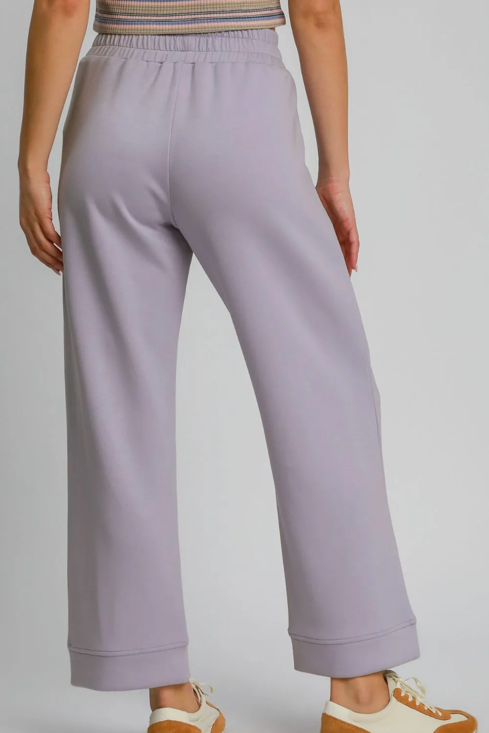 Drawstring Elastic Waist Wide Leg Pants