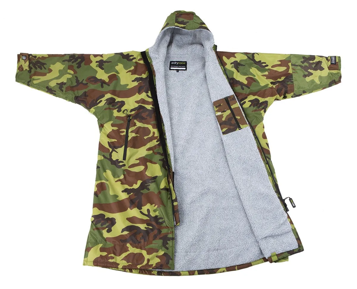 Dryrobe Long Sleeve Changing Robe - Green Camo/ Grey