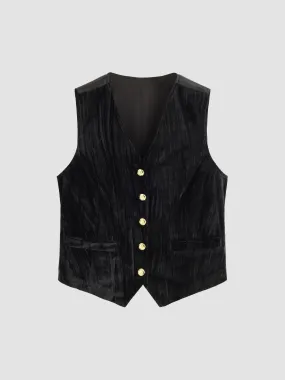 Embossed Velvet Patchwork Vest