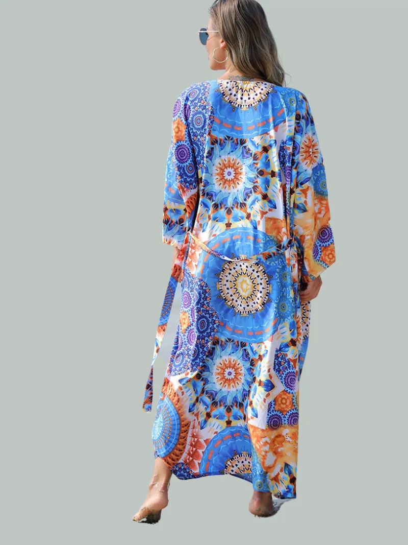 Enlighten Me Blue Polyester Kimono Jacket