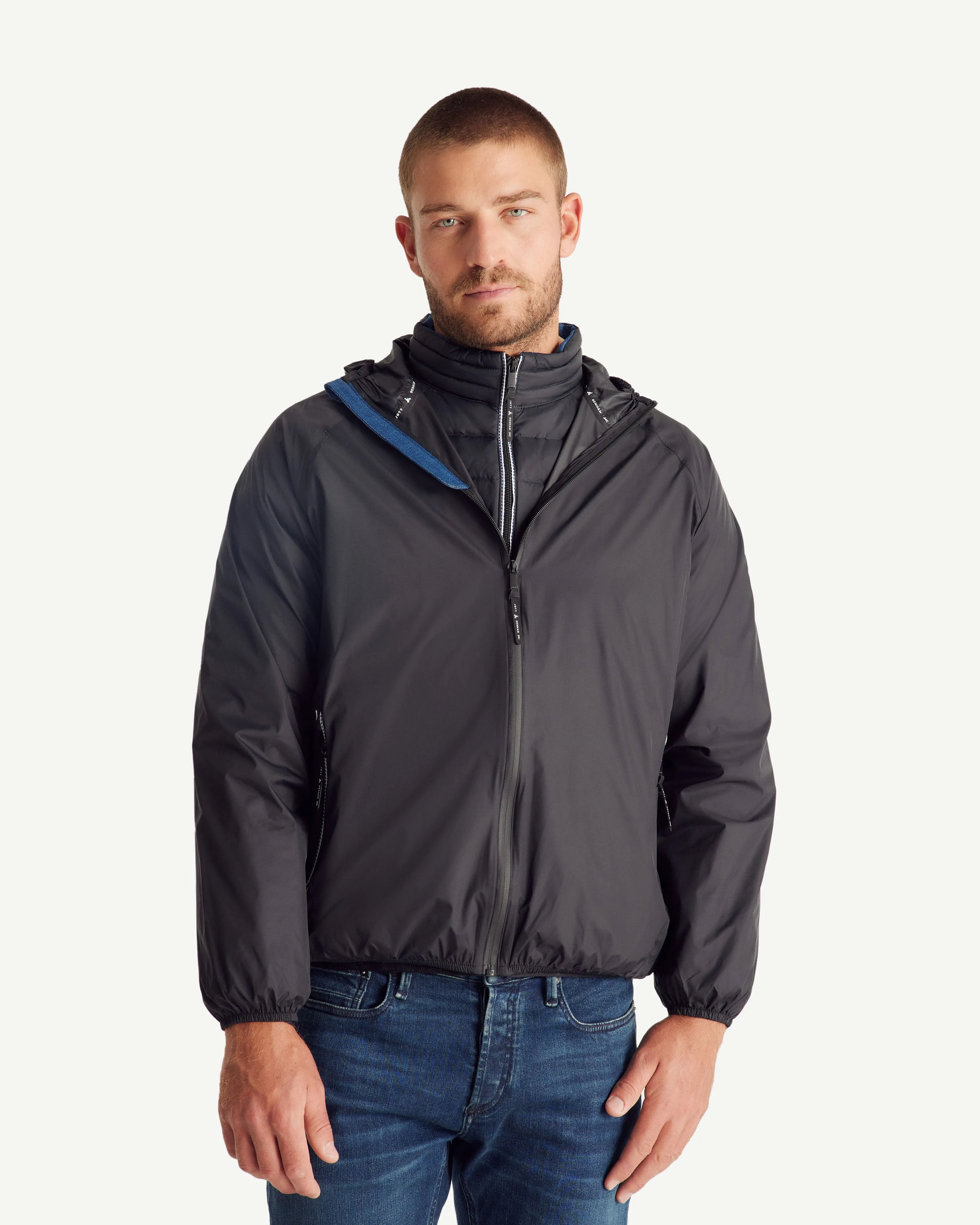 Fluid MNW JOTT x DENHAM pack-away waterproof jacket Black