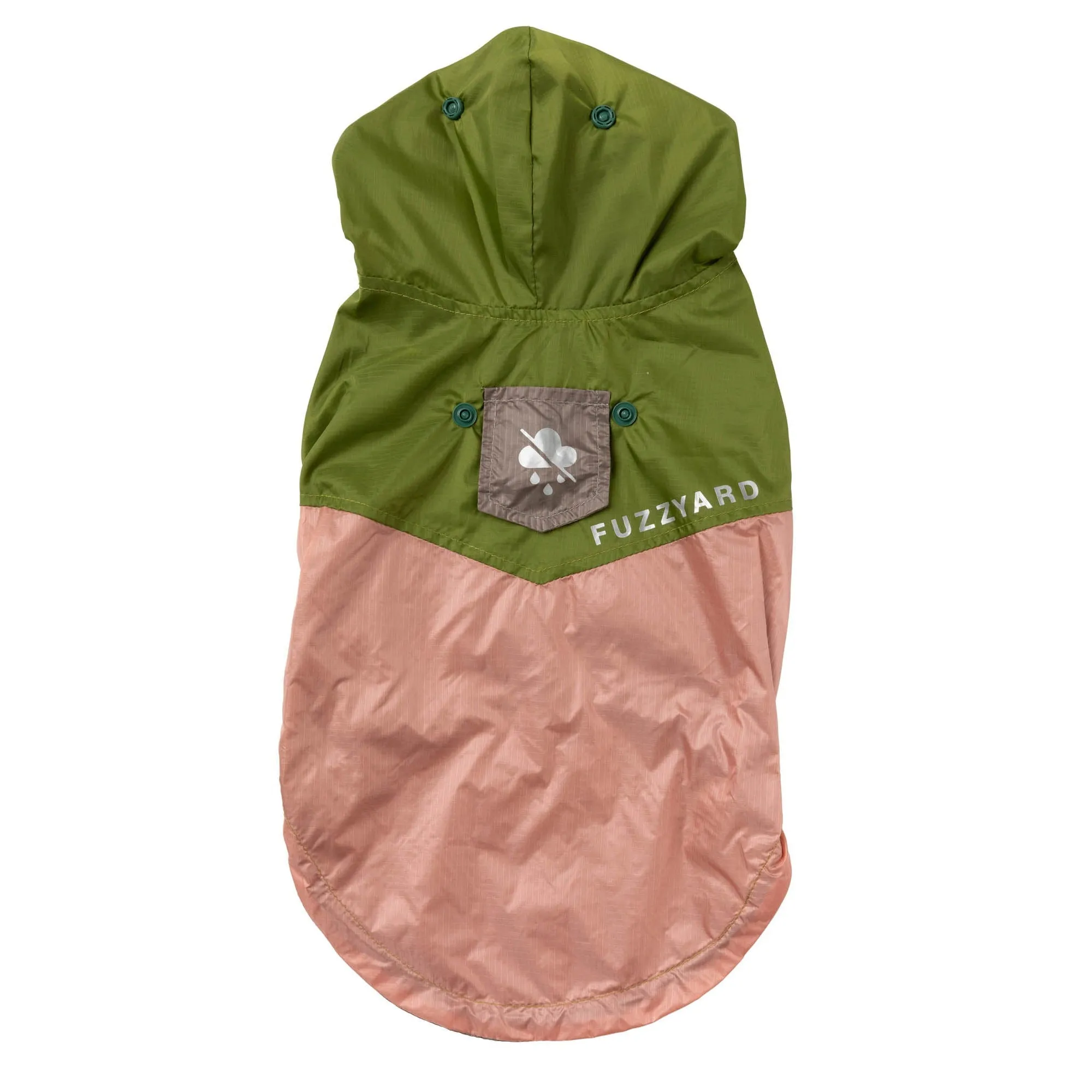 FuzzYard Dog Apparel Ormond Raincoat Olive/Pink Size 1 XXSmall***