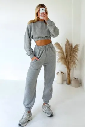 Gracie grey cropped sweater jogger loungewear set