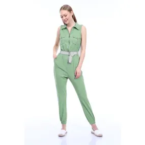 Green Denim Jumpsuit