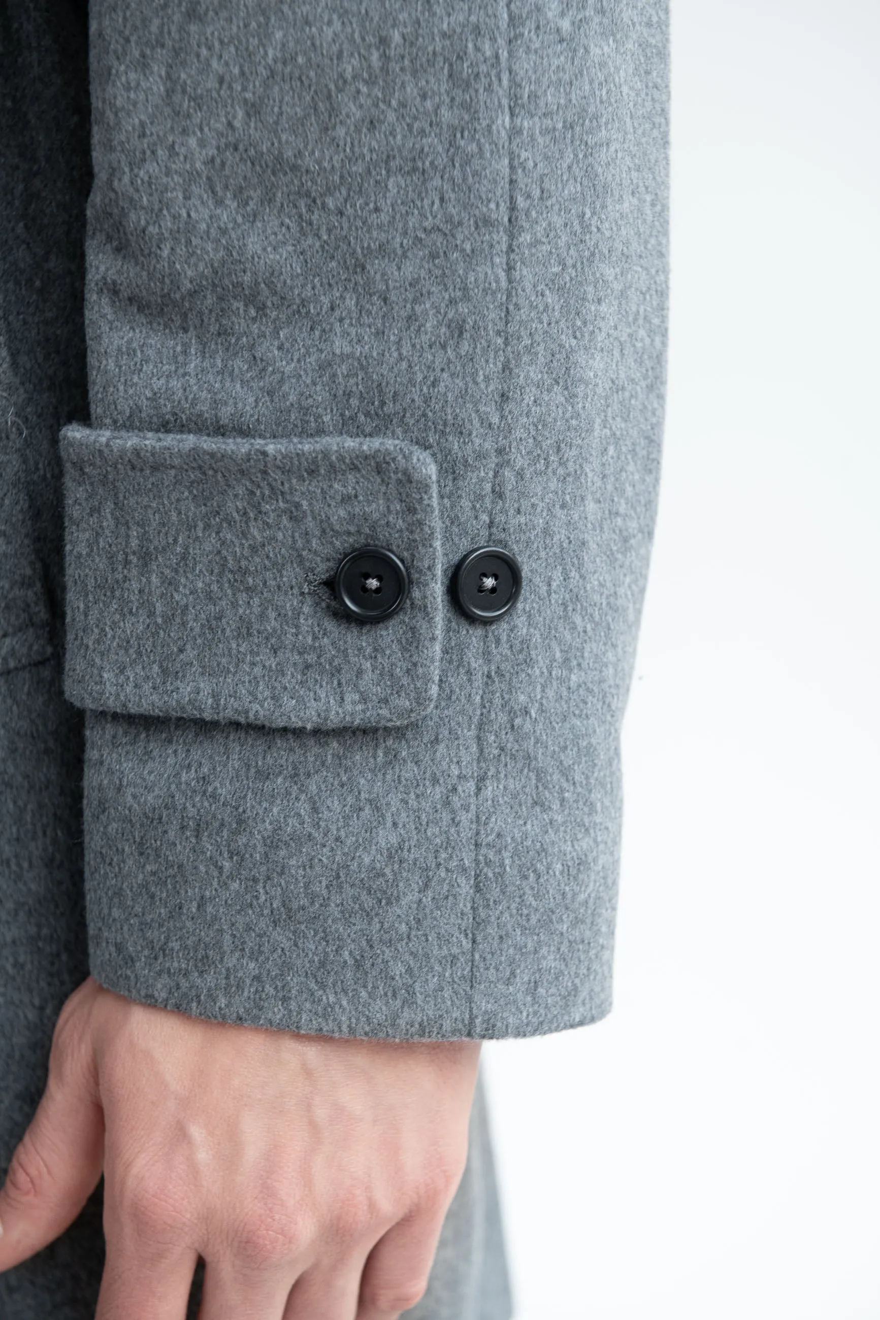 Grey raglan coat in Loro Piana wool – Made in Italy