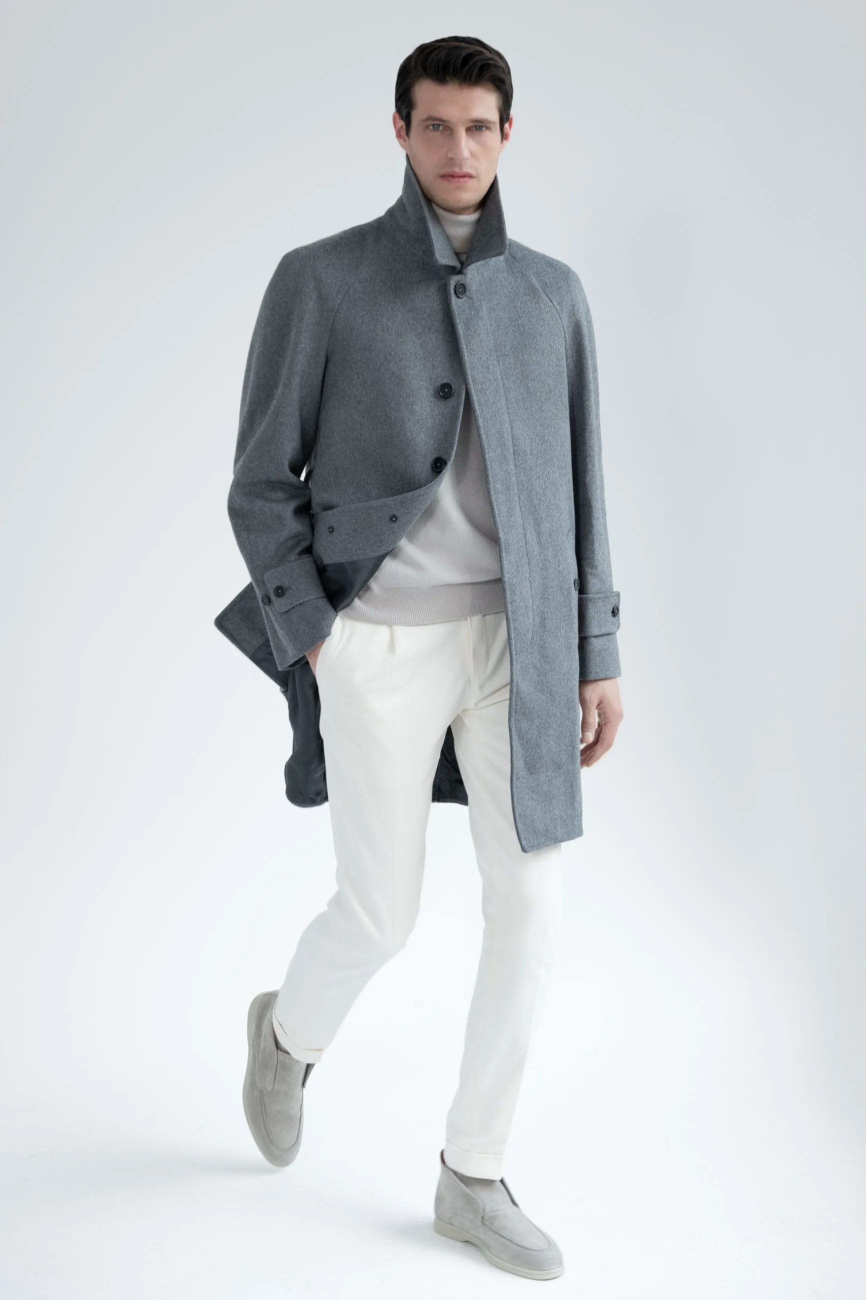 Grey raglan coat – Made in Italy