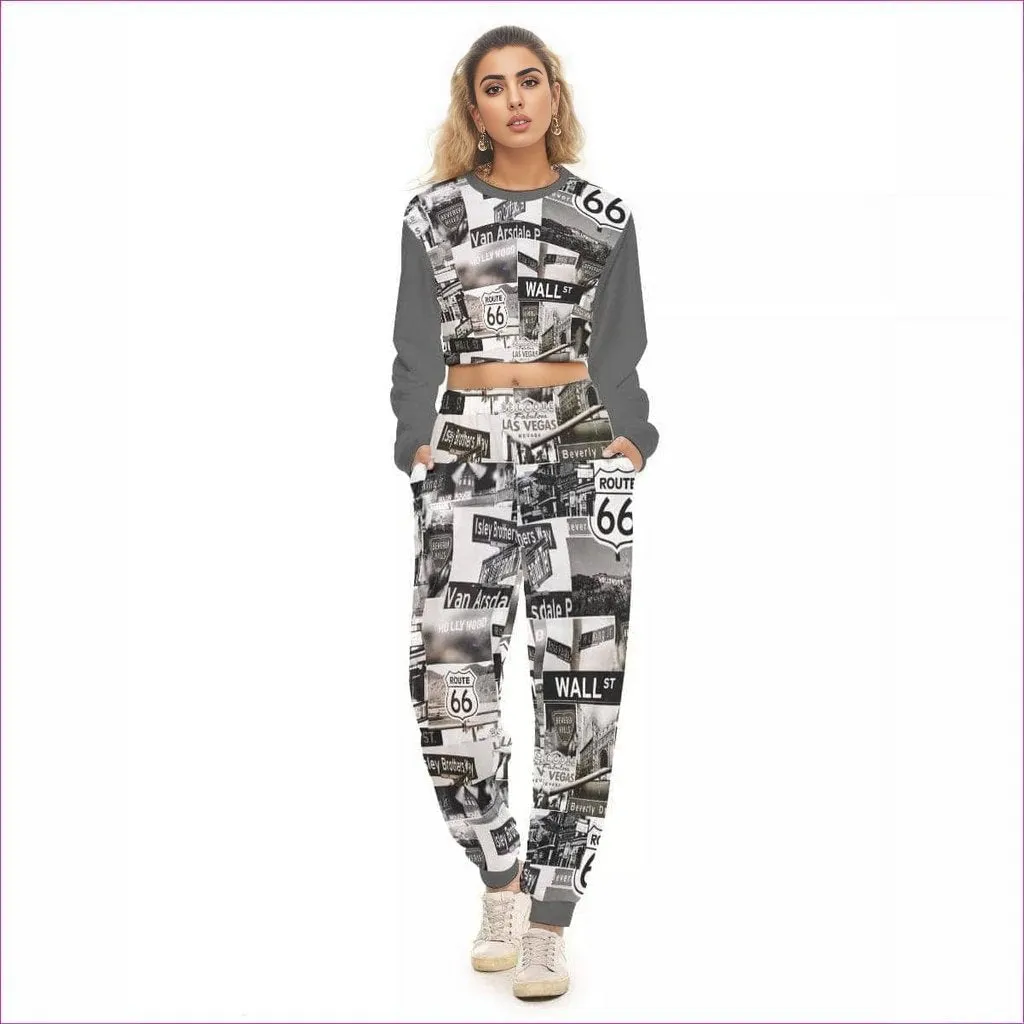 Greyed Streets Womens Crop Sweatshirt Set