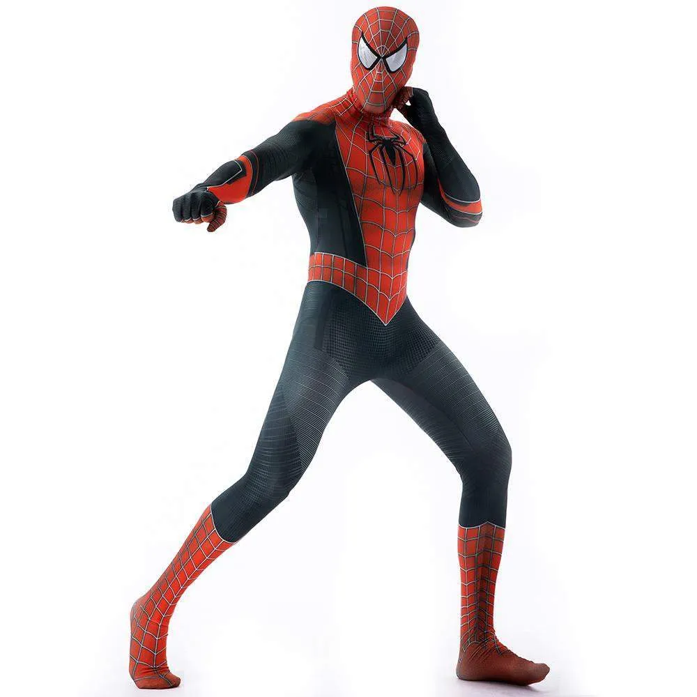 Halloween Cosplay Peter B Parker Spiderman Jumpsuit Superhero Tights Costume Suit Zentai For Adult Kids