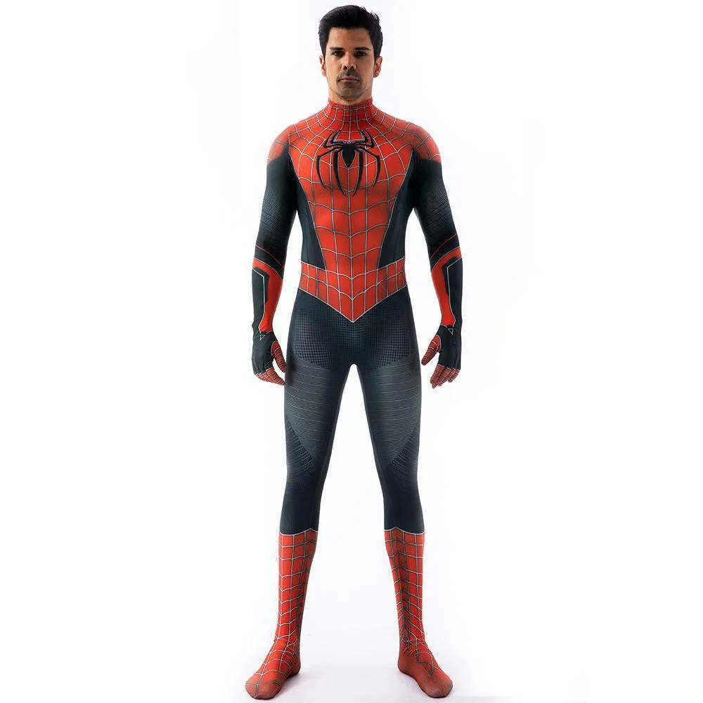 Halloween Cosplay Peter B Parker Spiderman Jumpsuit Superhero Tights Costume Suit Zentai For Adult Kids