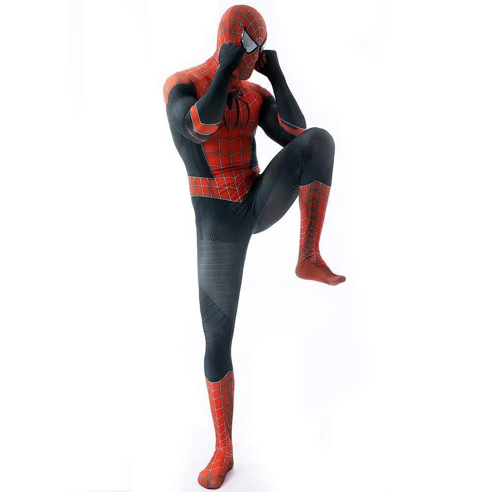 Halloween Cosplay Peter B Parker Spiderman Jumpsuit Superhero Tights Costume Suit Zentai For Adult Kids