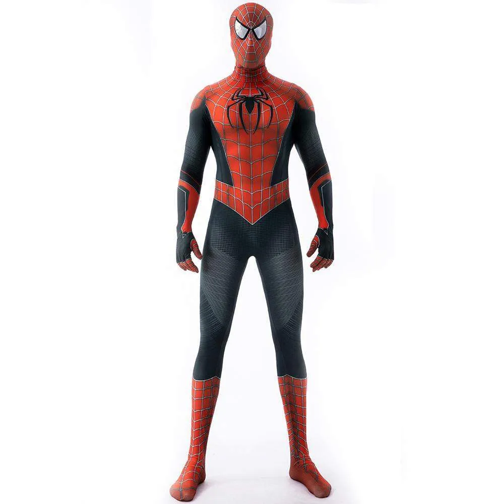 Halloween Cosplay Peter B Parker Spiderman Jumpsuit Superhero Tights Costume Suit Zentai For Adult Kids