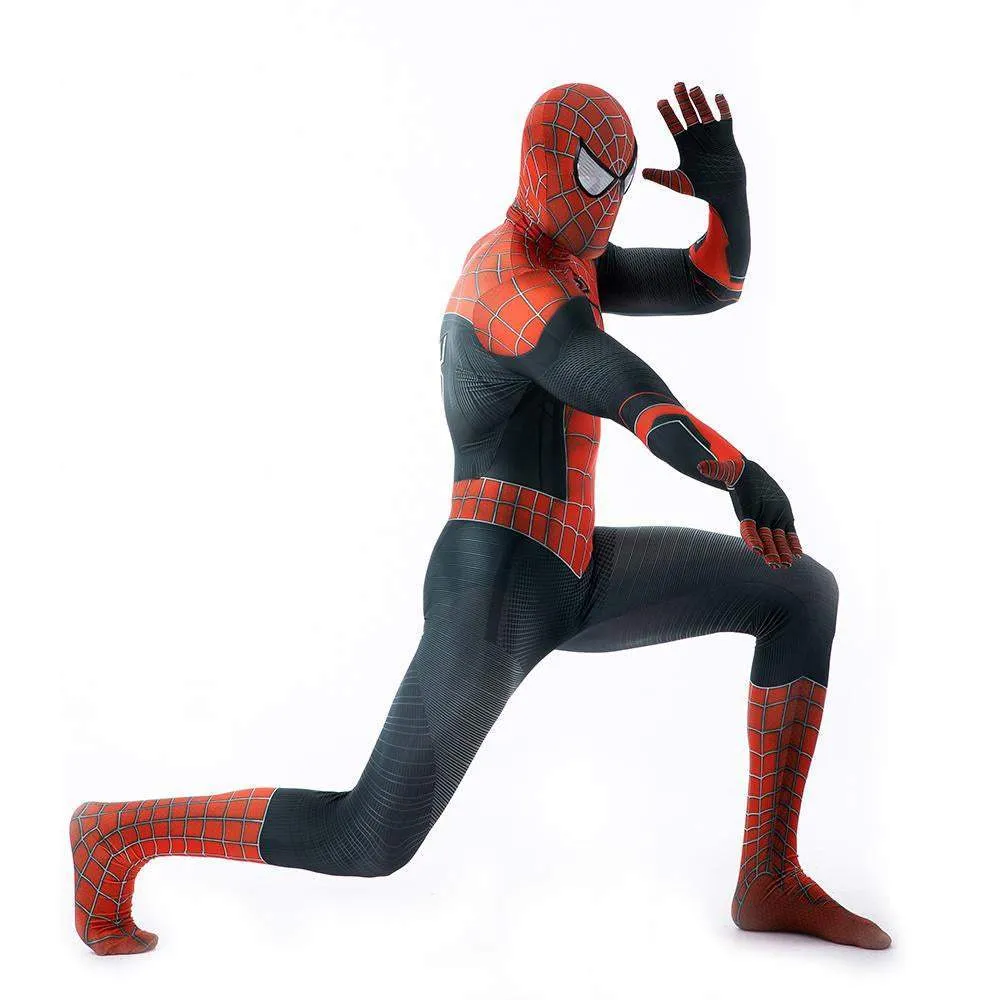 Halloween Cosplay Peter B Parker Spiderman Jumpsuit Superhero Tights Costume Suit Zentai For Adult Kids