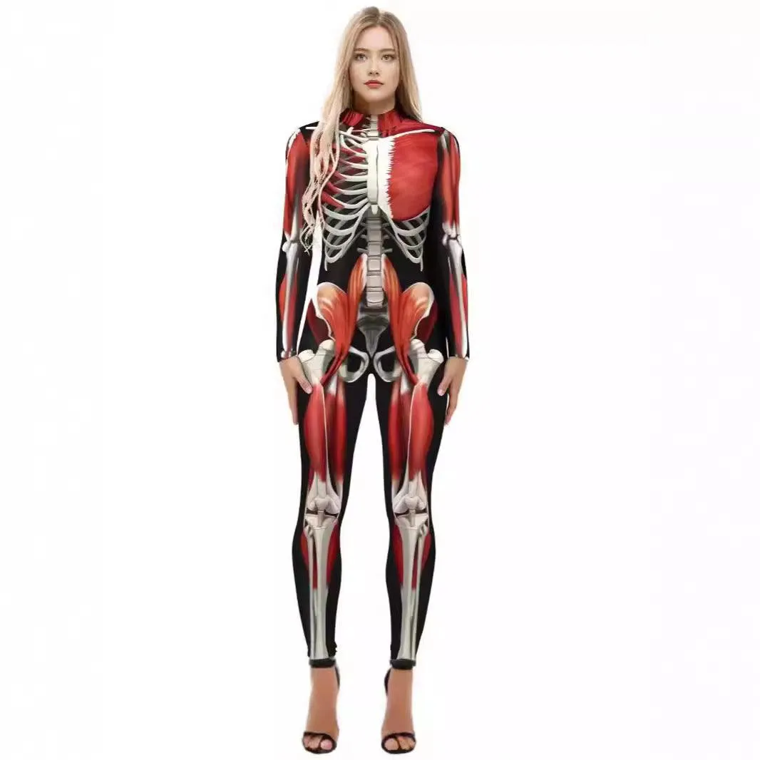 Halloween Peculiar Muscle Bone Masquerade Party Men And Women Skeleton 3D Printing