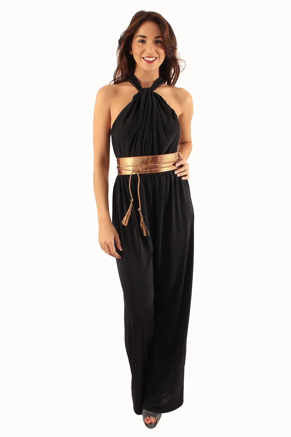 Halter Neck Jumpsuit with wide belt - S/L