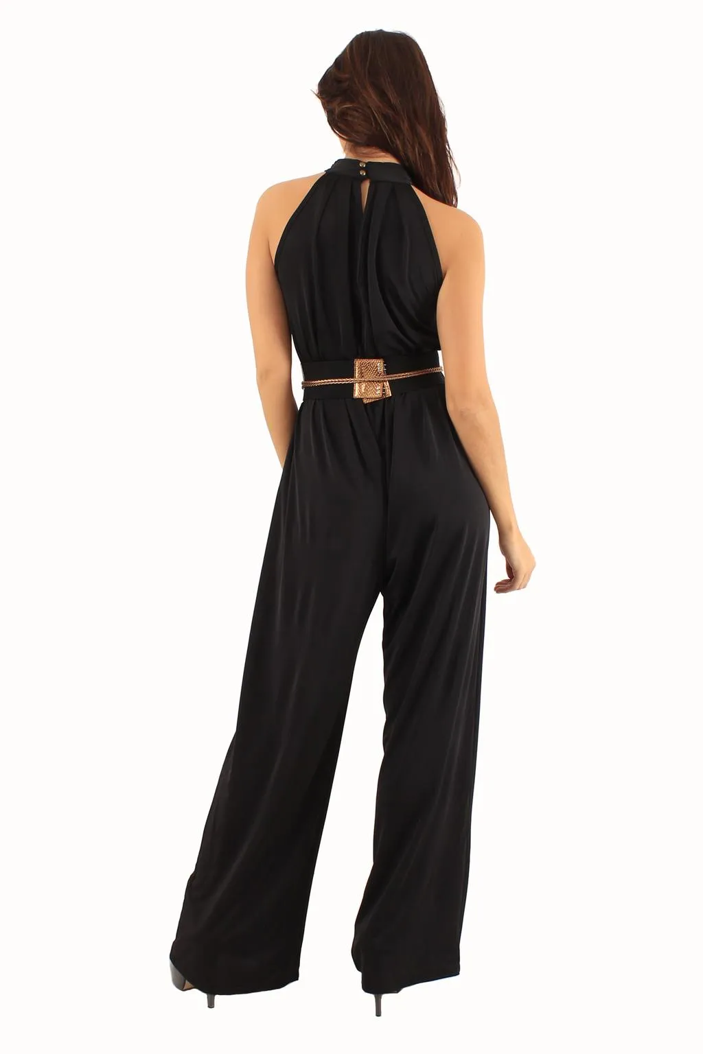 Halter Neck Jumpsuit with wide belt - S/L