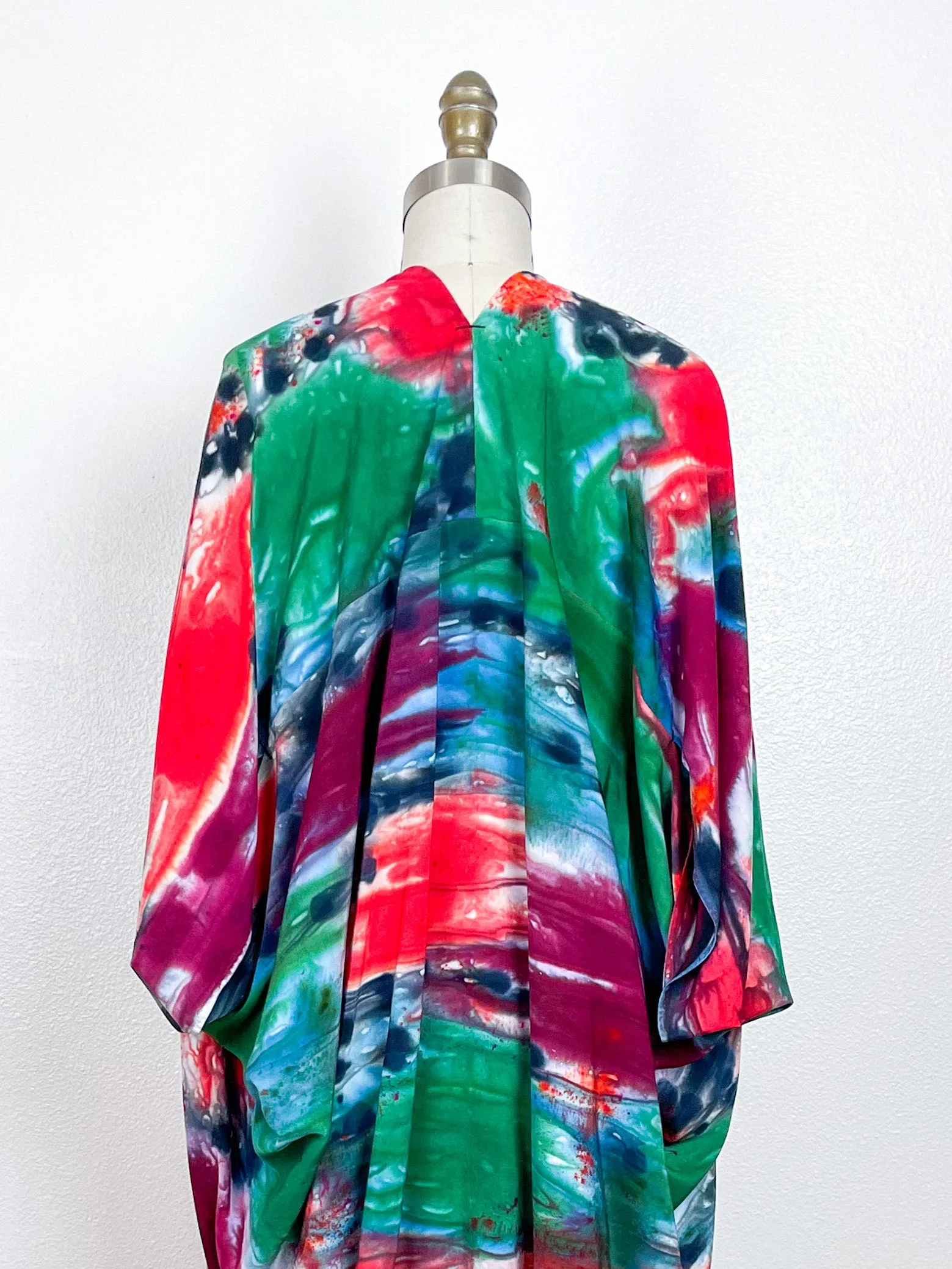 Hand-Dyed High Low Kimono Jewel Tones Watercolor