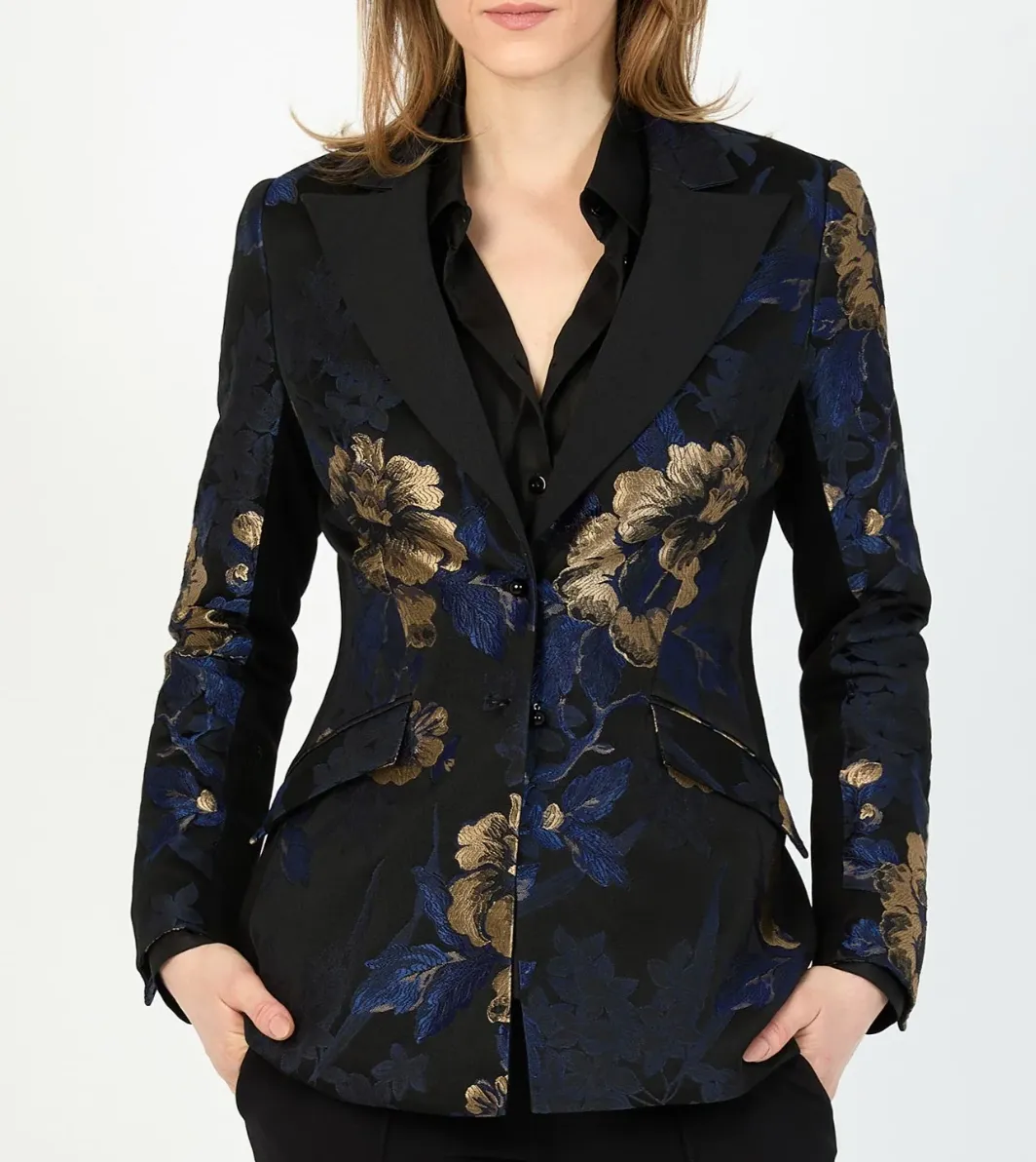 HILTON HOLLIS Romantica Jacquard Jacket Black/Sapphire