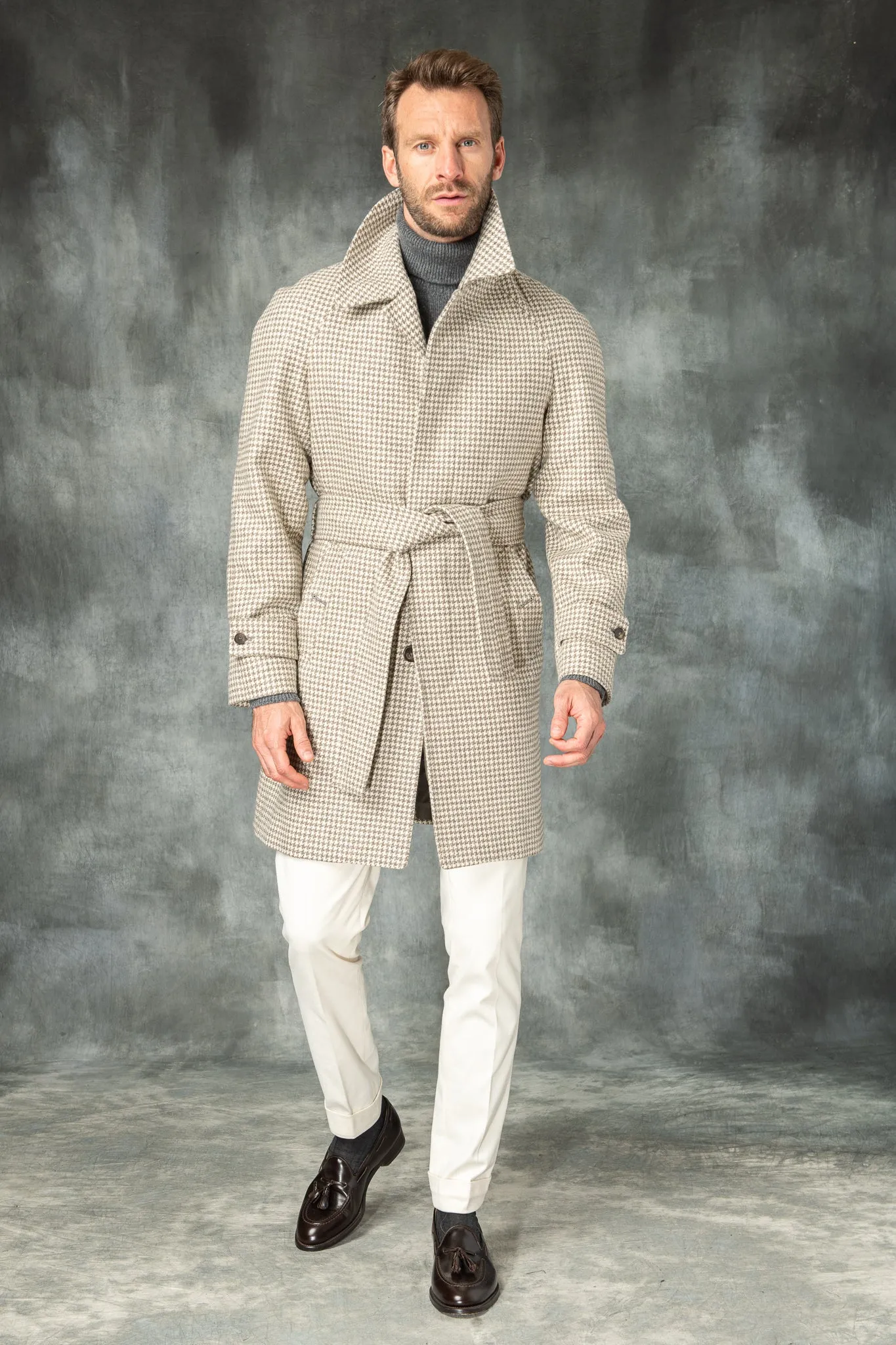 Houndstooth Raglan coat – Made in Italy