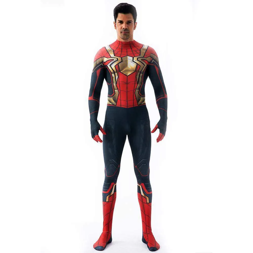 Iron Spider-Man No Way Home Peter Benjamin Parker Costume Cosplay Jumpsuit Halloween