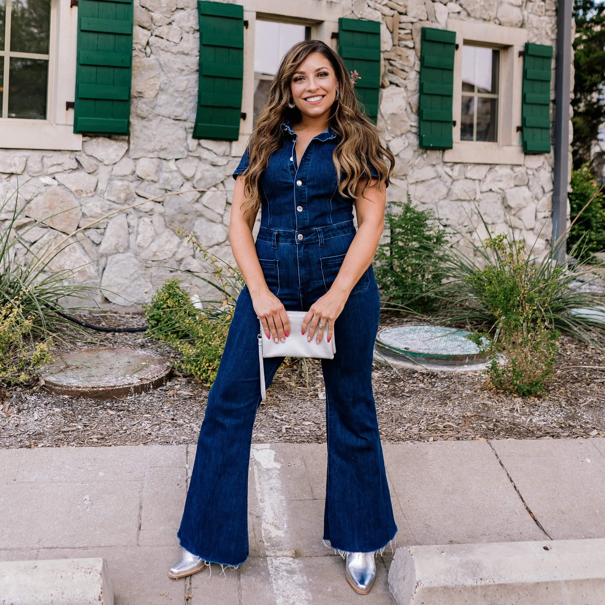 Jacksonville Denim Button Up Flare Jumpsuit