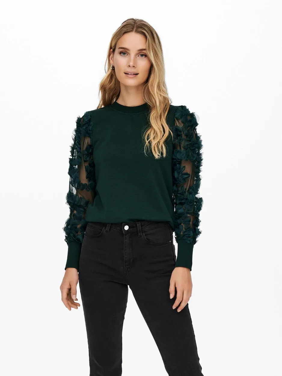 Jdyfairview L/s Sweat Jrs Noos - Donkergroen