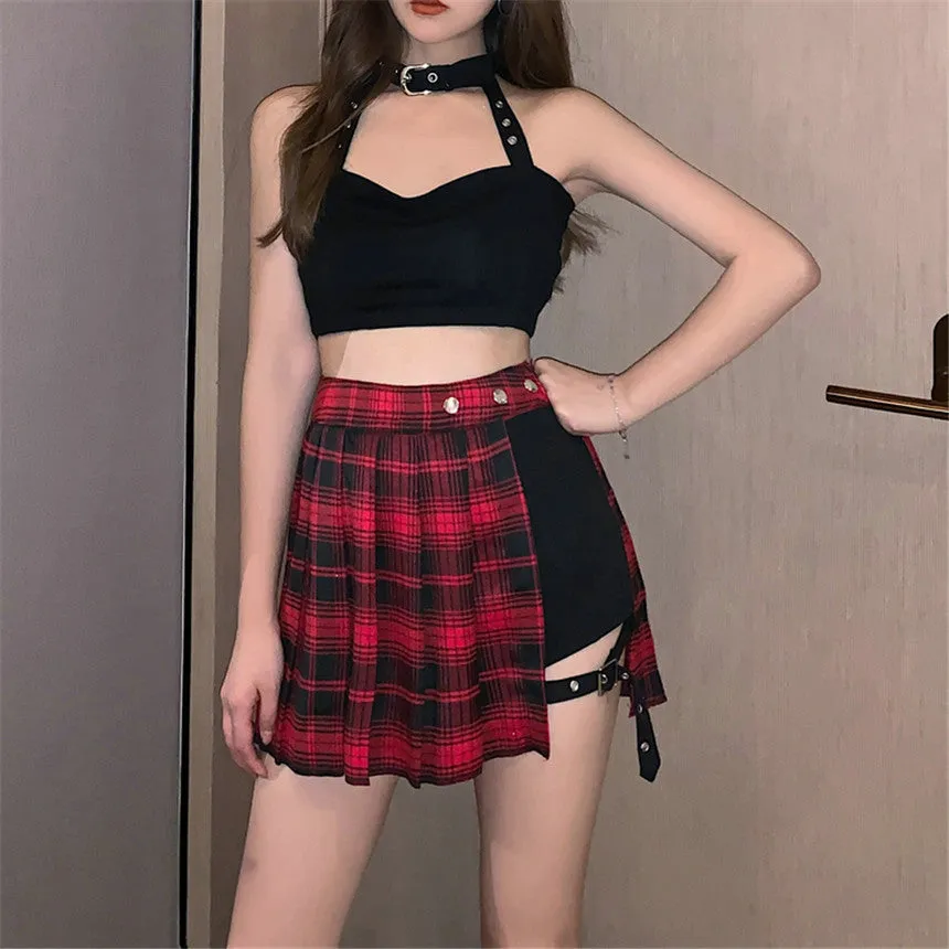 K-Pop Plaid Half Skirt Shorts