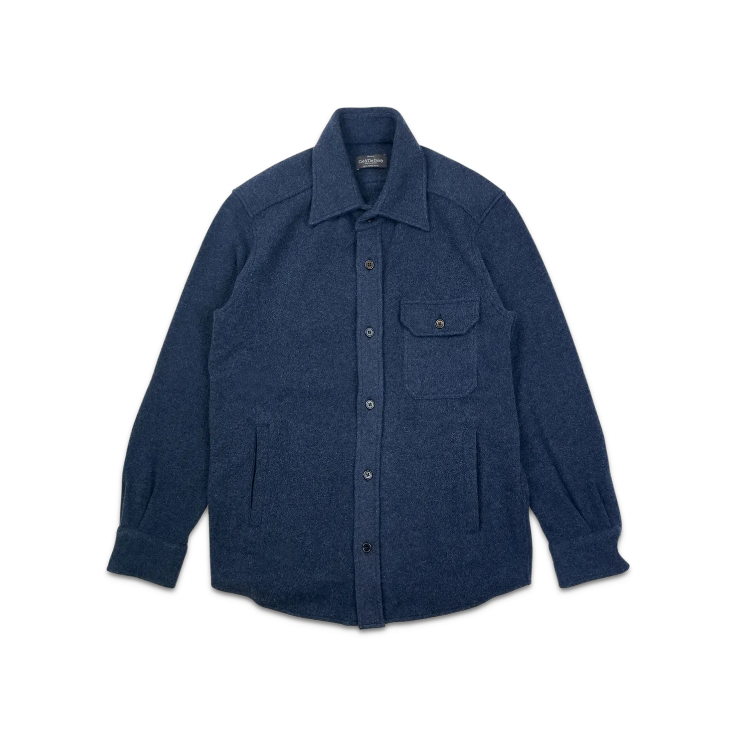 Knitted Shirt Jacket in Airforce Blue