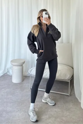 Kylie steel grey 3/4 zip sweater and leggings