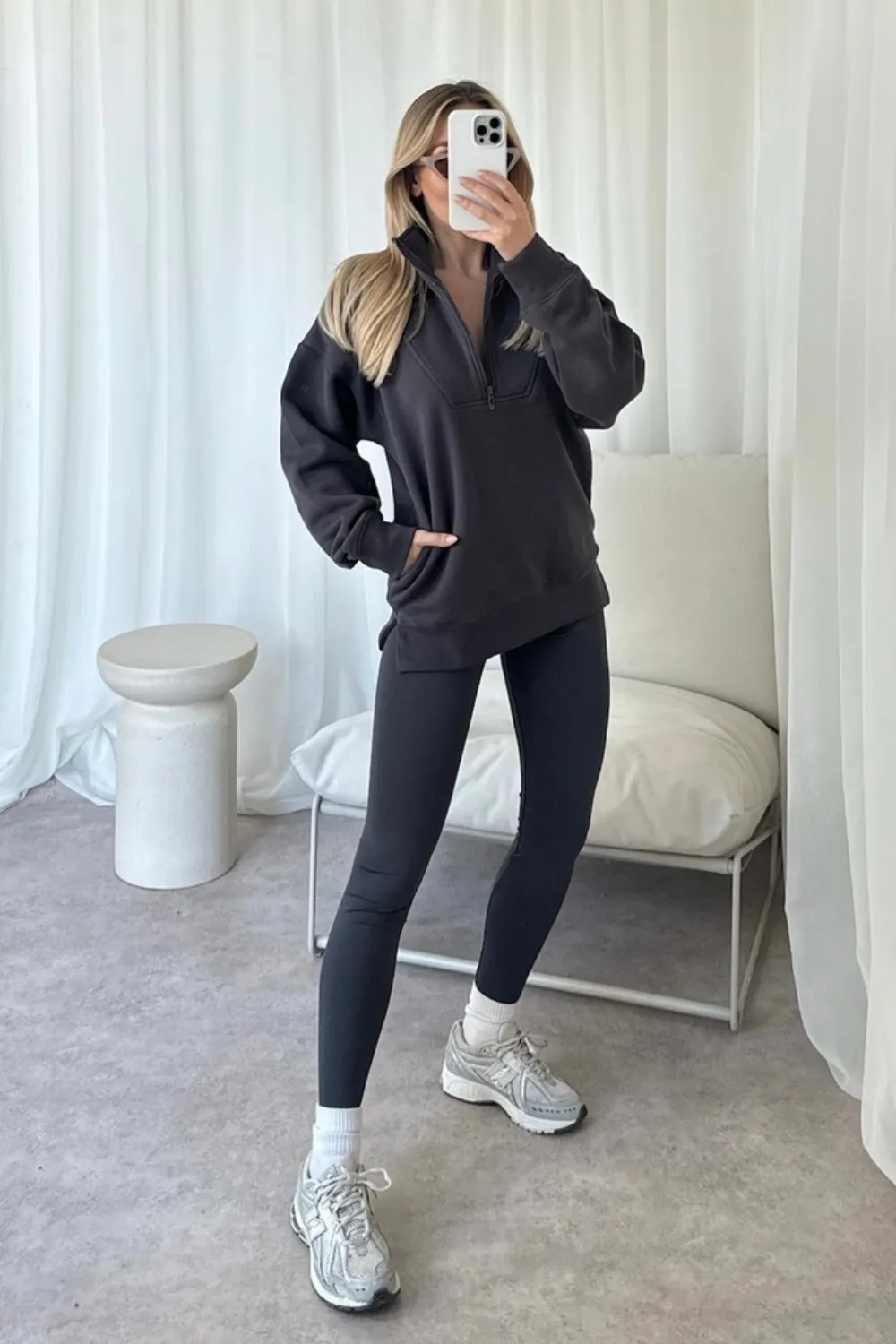 Kylie steel grey 3/4 zip sweater and leggings