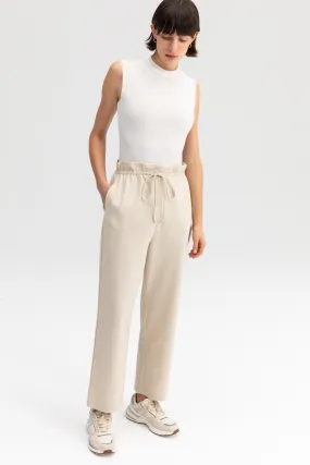 LACED HIGH WAIST LINEN TROUSERS