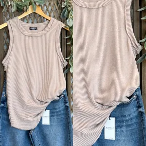 Latte Soft Ribbed Tank