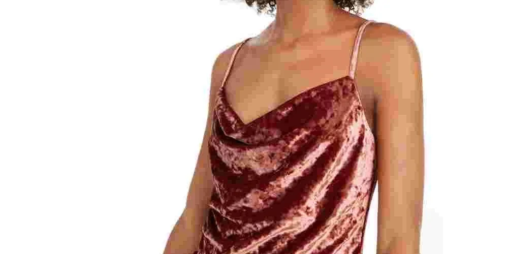 Leyden Women's Cowlneck Velvet Tank Top Pink Size Large