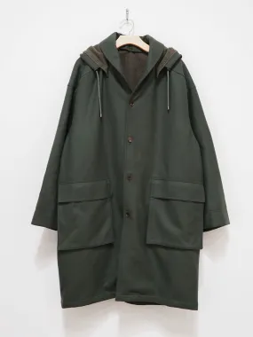 Light Melton Hooded Liner Coat - Dark Olive