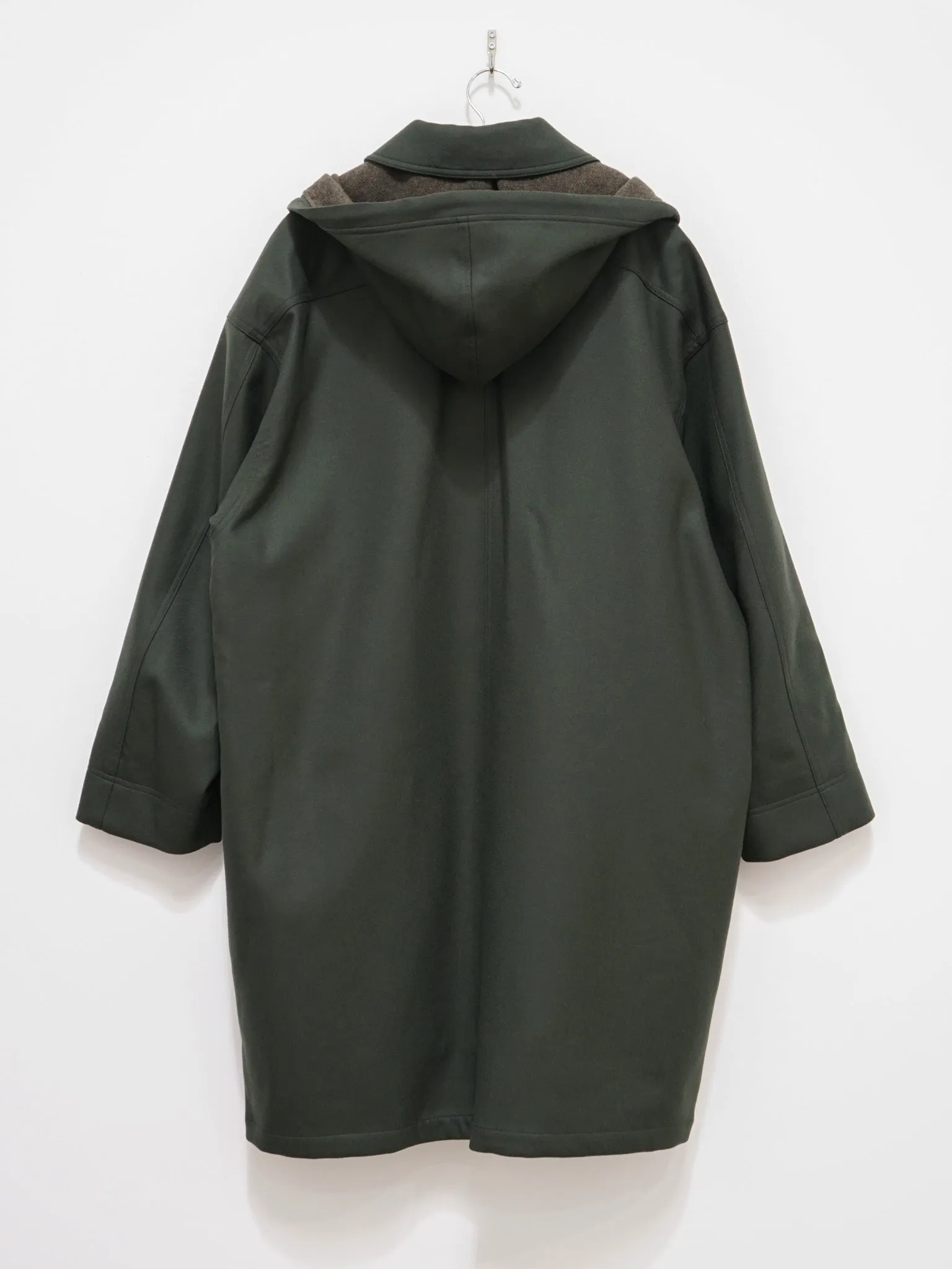 Light Melton Hooded Liner Coat - Dark Olive