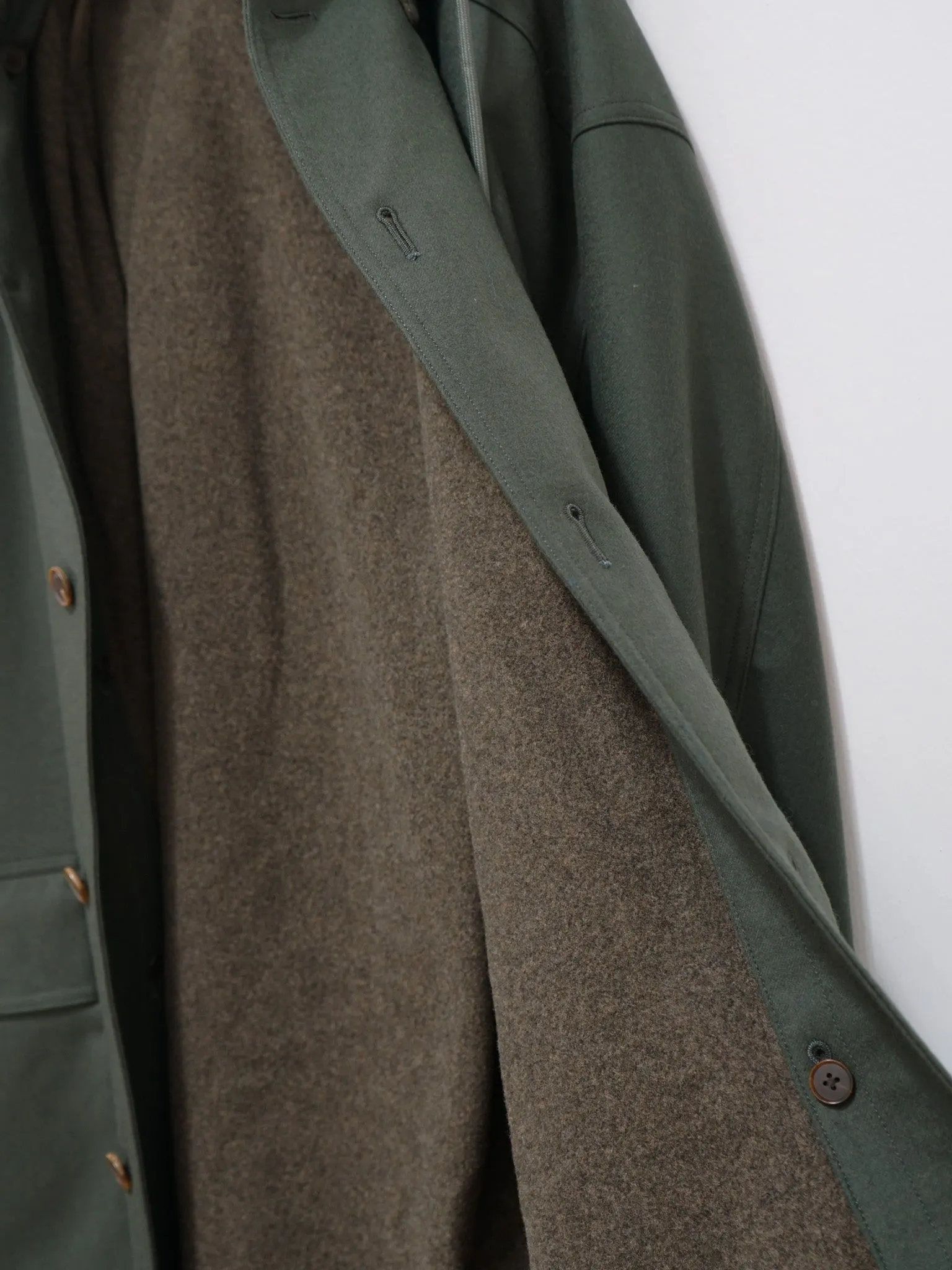 Light Melton Hooded Liner Coat - Dark Olive